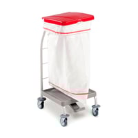 Carroça para roupa suja com tampa e pedal: Equipado com um saco de 70 litros